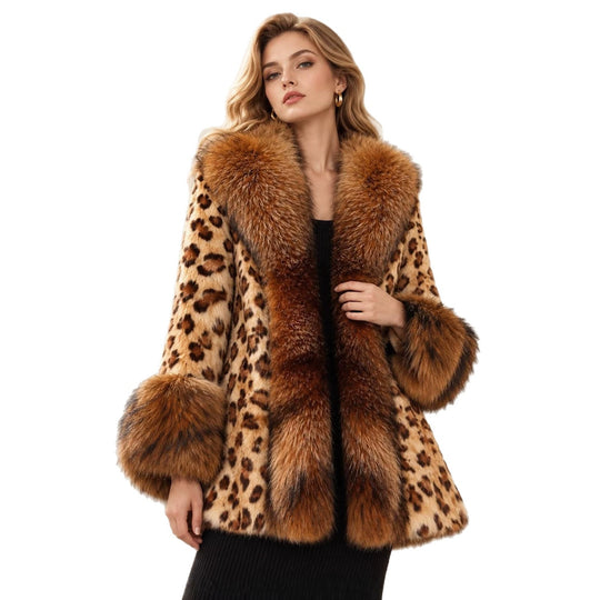 Damen Midilanger Kunstpelz‑Mantel mit voluminösem Schalkragen und Statement‑Manschetten Shop Nory