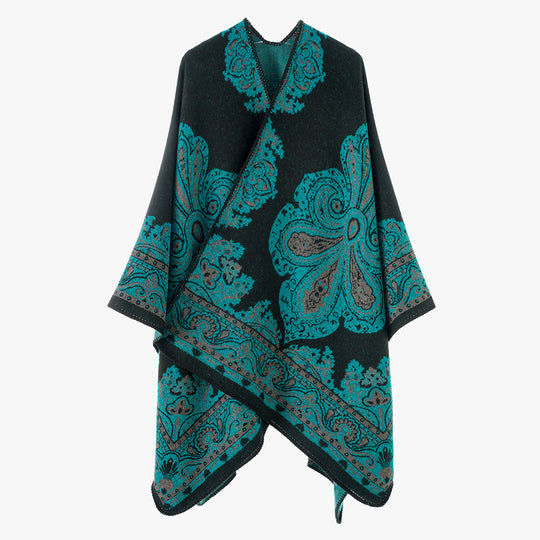 Damen Oversize-Orientalischer Jacquard-Überwurf mit Paisley‑Medaillon und Zierstich Shop Nory