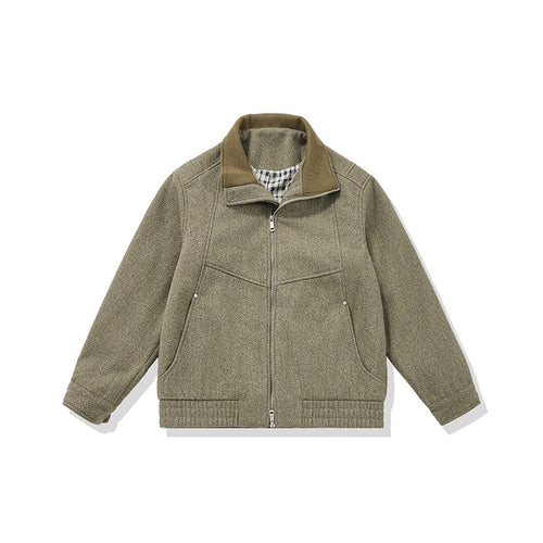Herren Kurz geschnittener Fleece Blouson mit Cordkragen und gesteppter Innenfutter Shop Nory