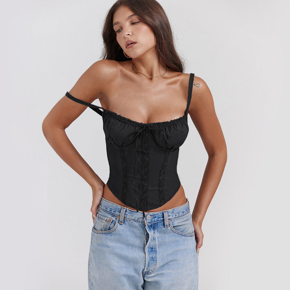 Damen Corsage-Top mit Rüschendetails und verstellbaren Trägern