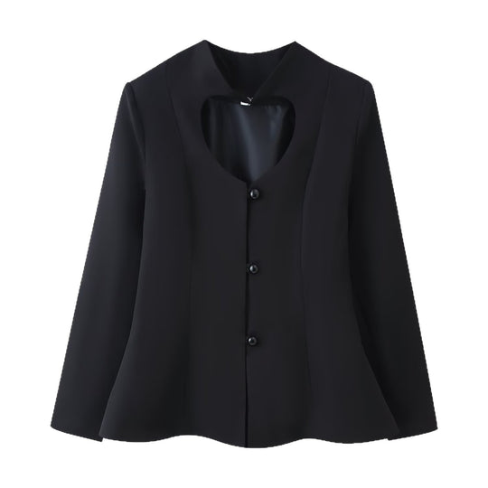 Damen Taillierter Kurzblazer mit herzförmigem Ausschnitt und Schößchen Shop Nory
