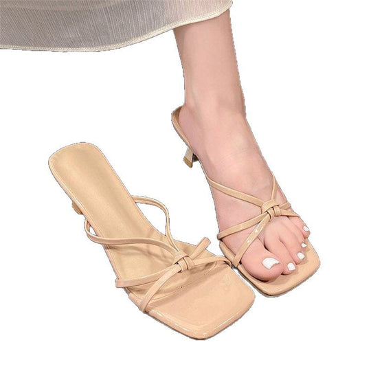 Damen Plateau Mules mit zarten Riemchen
