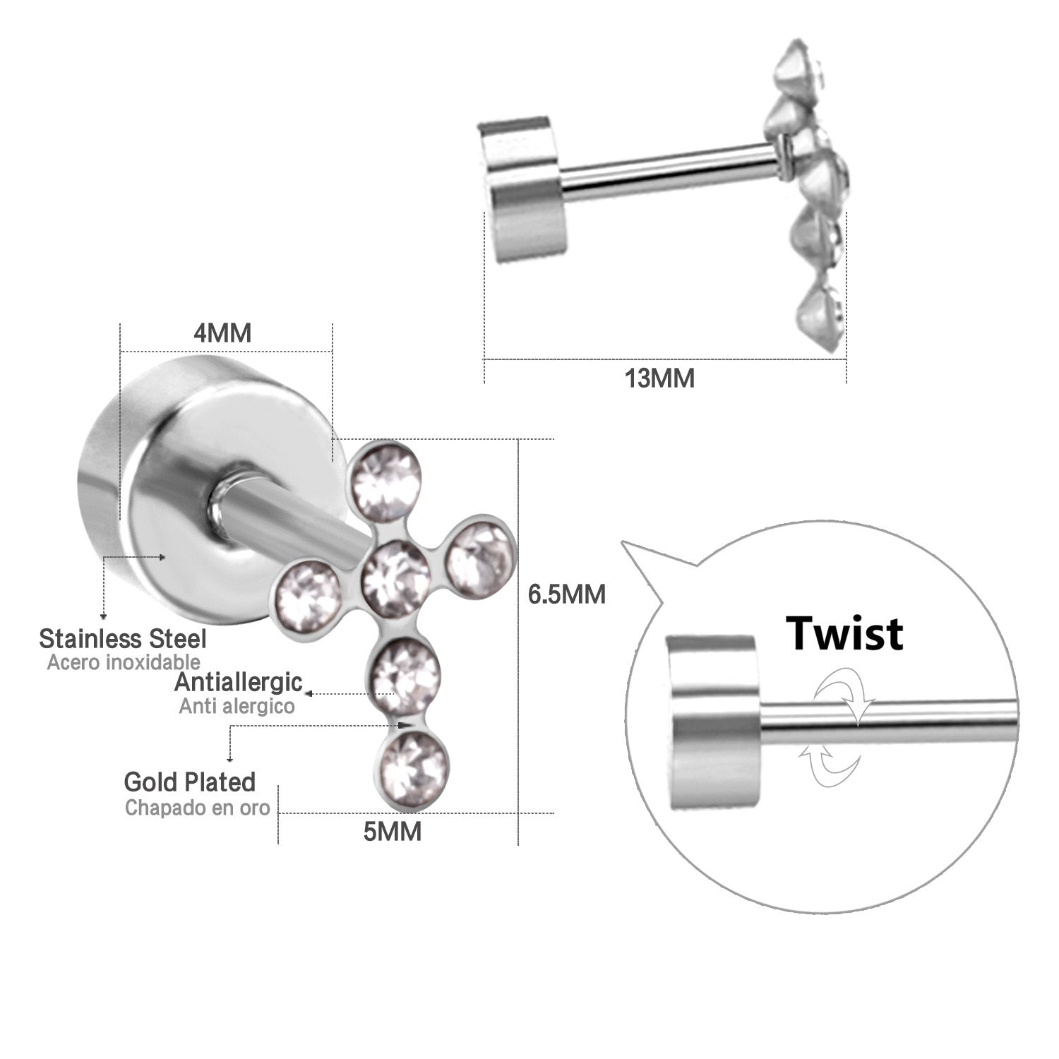 Damen Ohrstecker mit funkelndem Kristall-Design Shop Nory