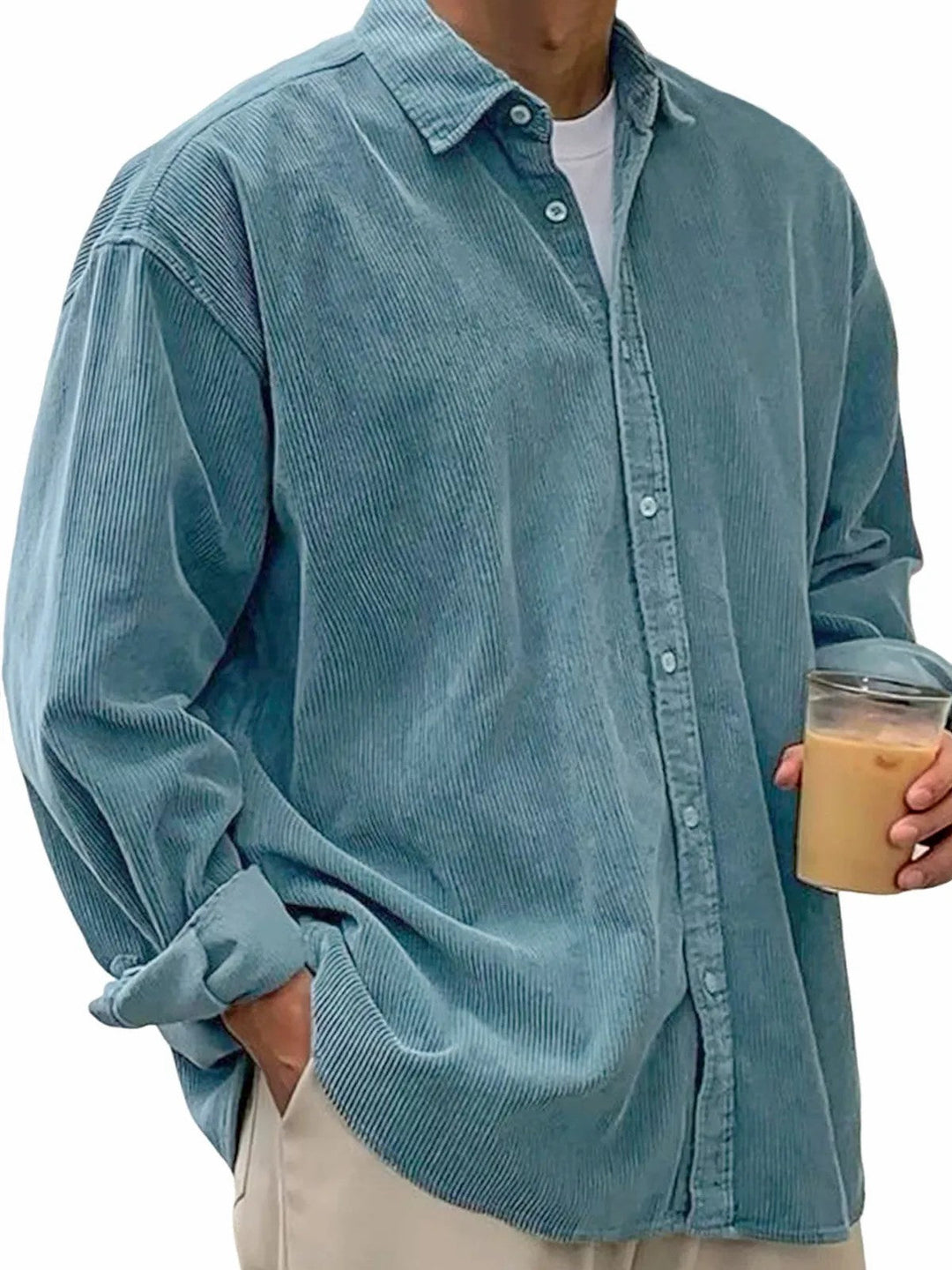 Herren nan lässiges Cordhemd aus Feincord mit Oversize-Schnitt