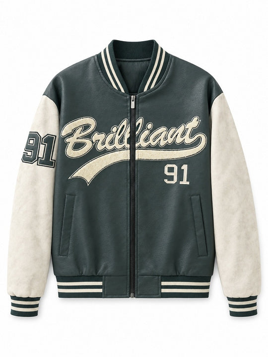 Herren Varsity-Bomberjacke im Letterman‑Stil mit Chenille‑Applikationen Shop Nory