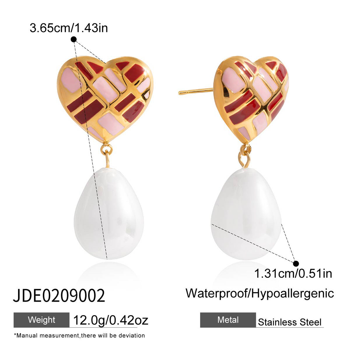 Damen Ohrhänger mit Herzanhänger und tropfenförmigem Perlen-Design Shop Nory