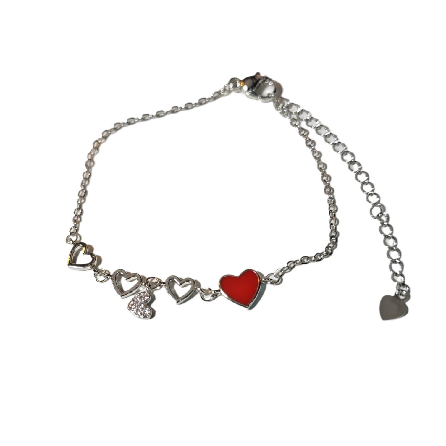 Damen Armband mit herzförmigen Anhängern und funkelnden Kristallelementen Shop Nory