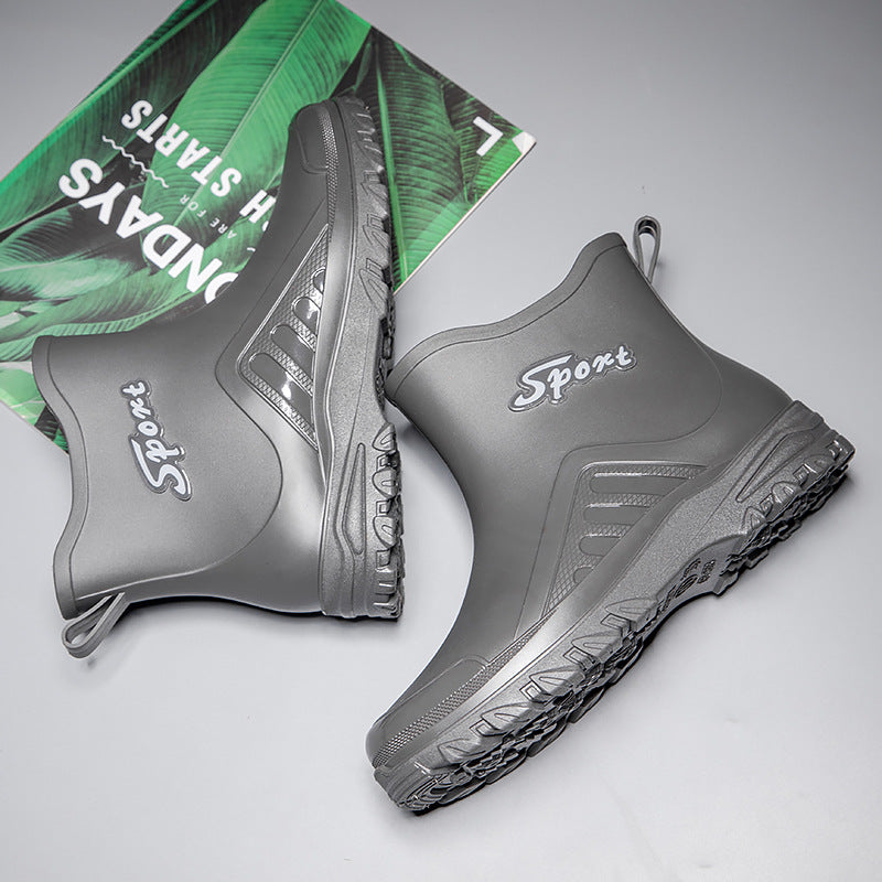 Unisex Kurzschaftige wasserdichte Gummistiefel mit profiliertem Outdoor-Laufsohlen-Design Shop Nory