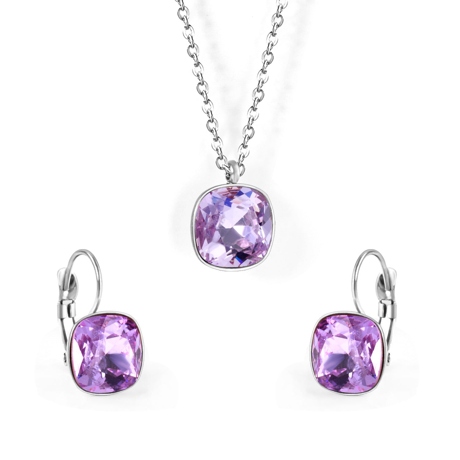 Damen Schmuckset mit exquisiten rosa Kristallen Shop Nory