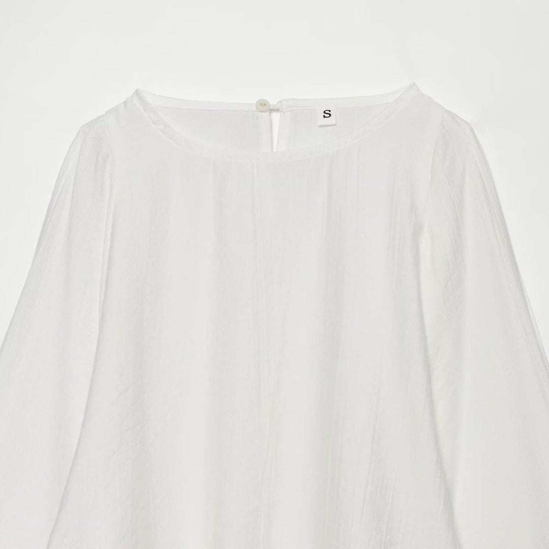 Damen Oversize-Bluse mit Ballonärmeln, Rundhalsausschnitt und weicher Viskosequalität Shop Nory