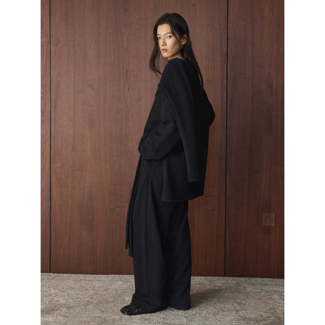 Damen Asymmetrischer Wollmix-Poncho mit weitem Boot-Ausschnitt und Lagenoptik Shop Nory