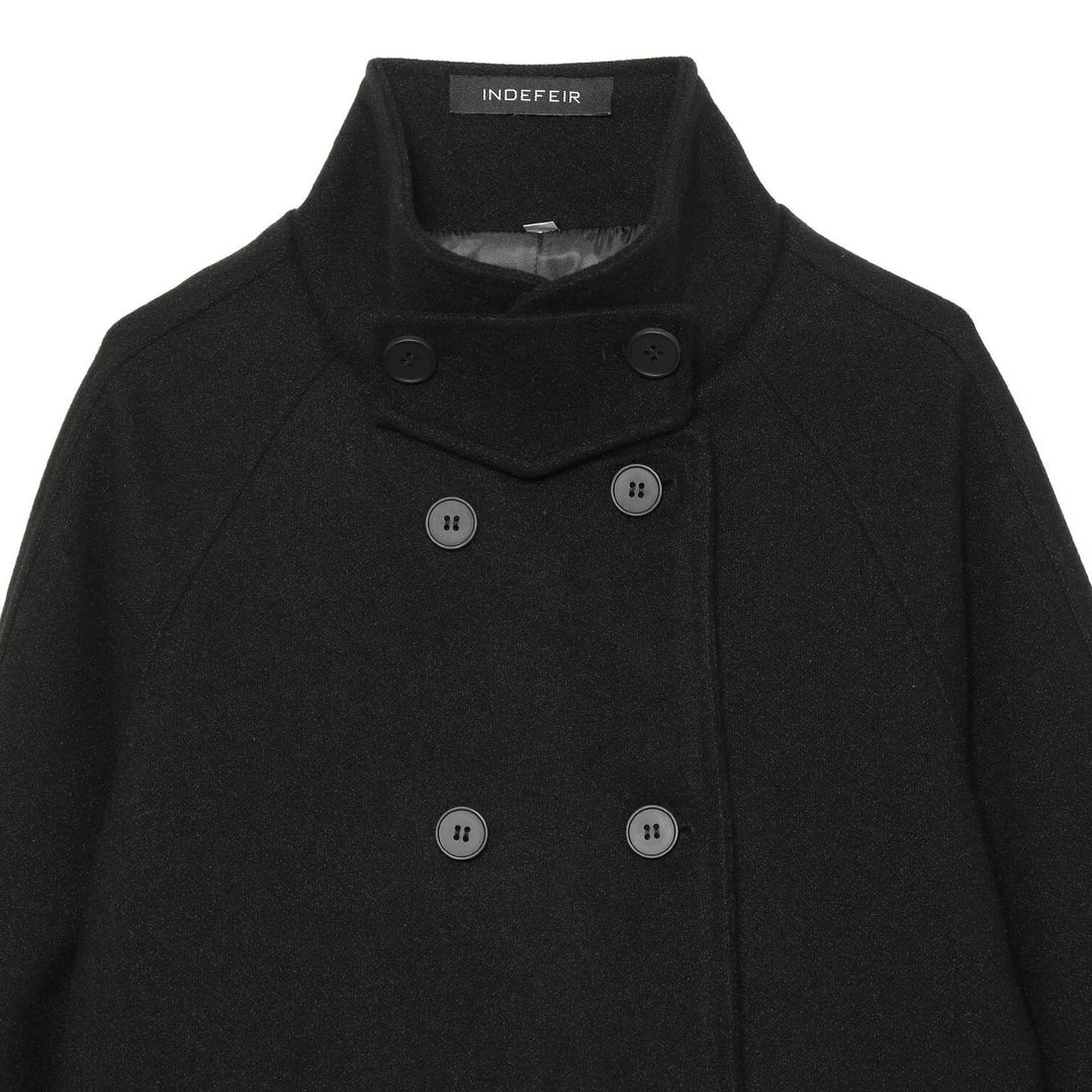 Damen Kurzer Doppelreihiger Wollmix-Cape‑Mantel mit hohem Stehkragen Shop Nory