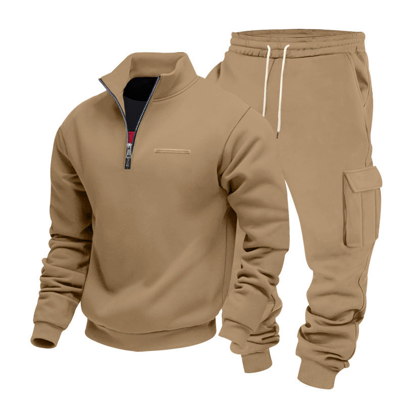 Herren Zip-Pullover- und Cargo-Jogger-Set aus weichem French-Terry Shop Nory