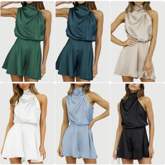 Damen Elegantes Jumpsuit mit hohem Kragen und fließendem Design