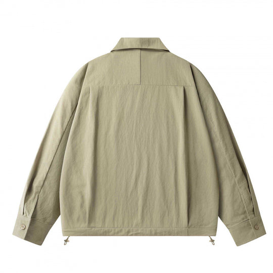 Unisex Leichte Overshirt‑Jacke mit verdeckter Front, Hemdkragen und Tunnelzugsaum Shop Nory