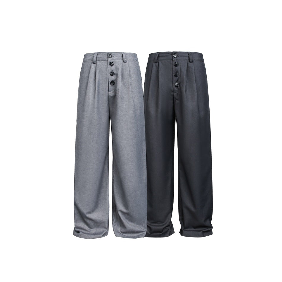Damen Weite High-Waist Bundfaltenhose mit markanter Knopfleiste Shop Nory