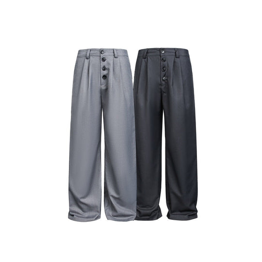 Damen Weite High-Waist Bundfaltenhose mit markanter Knopfleiste Shop Nory