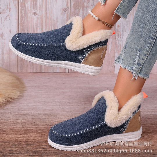 Damen Gefütterte Kurzstiefel-Hausschuhe mit Faux-Fellkragen und rutschfester Gummisohle Shop Nory