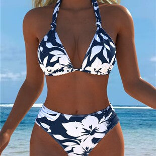 Damen Triangel-Bikini mit hohem Bund und patriotischem Sternen-Muster