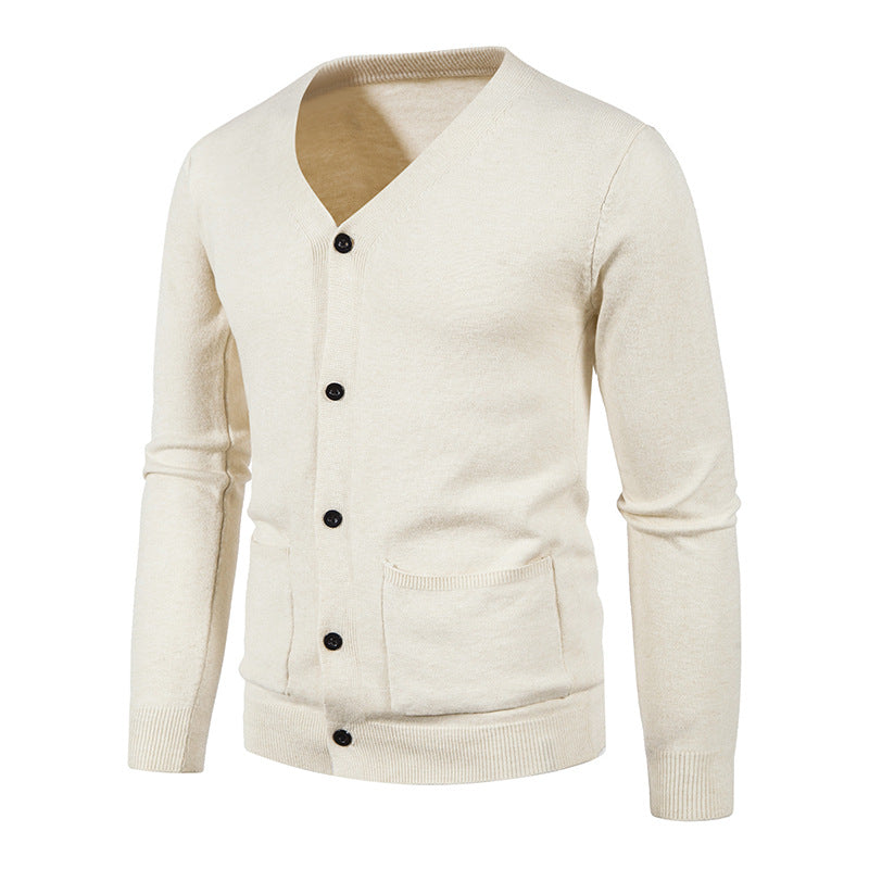 Herren Strickjacke mit V-Ausschnitt und praktischen Taschen