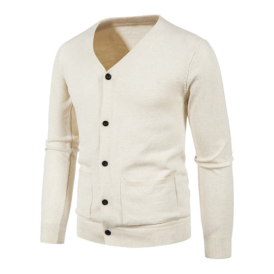 Herren Strickjacke mit V-Ausschnitt und praktischen Taschen