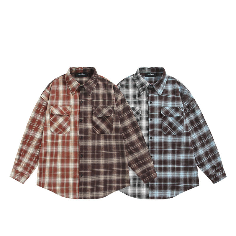 Unisex Geteiltes kariertes Overshirt im Hemdjacken‑Stil Shop Nory