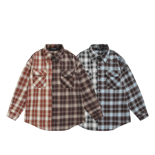 Unisex Geteiltes kariertes Overshirt im Hemdjacken‑Stil Shop Nory
