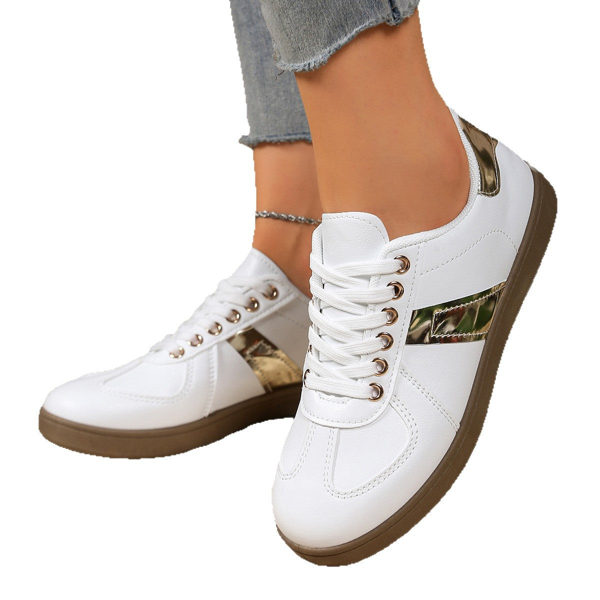 Damen Sneakers mit glänzenden Akzenten und bequemem Fußbett