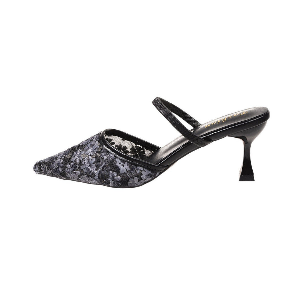 Damen Slingback Pumps mit dezentem Blumenmuster und elegantem Absatz