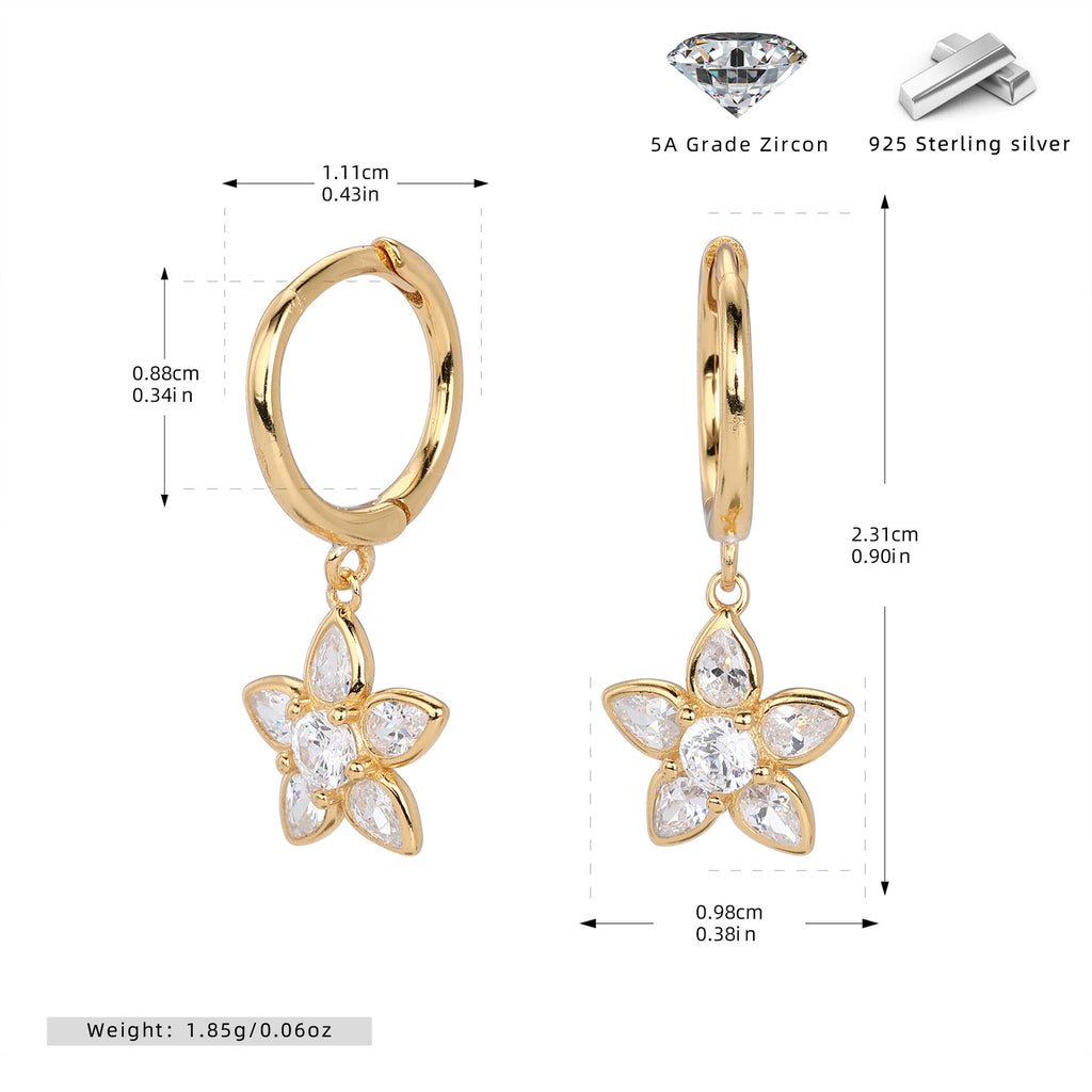 Damen Ohrringe mit elegantem Blumendesign aus hochwertigem 925 Sterling Silber Shop Nory