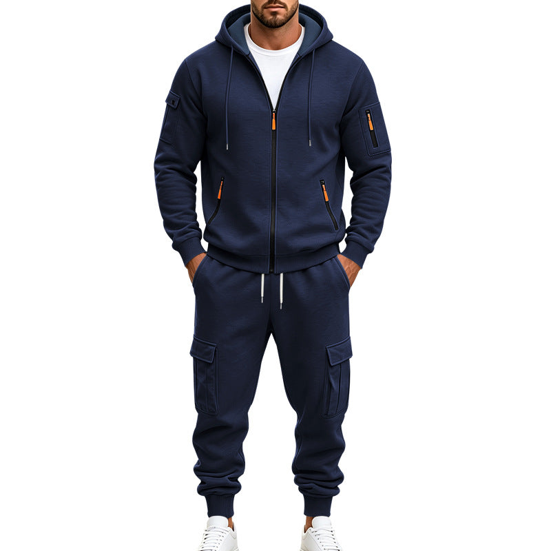 Herren Funktionales Cargo-Sweatset mit Kapuzenjacke und Mehrfachtaschen-Jogger Shop Nory