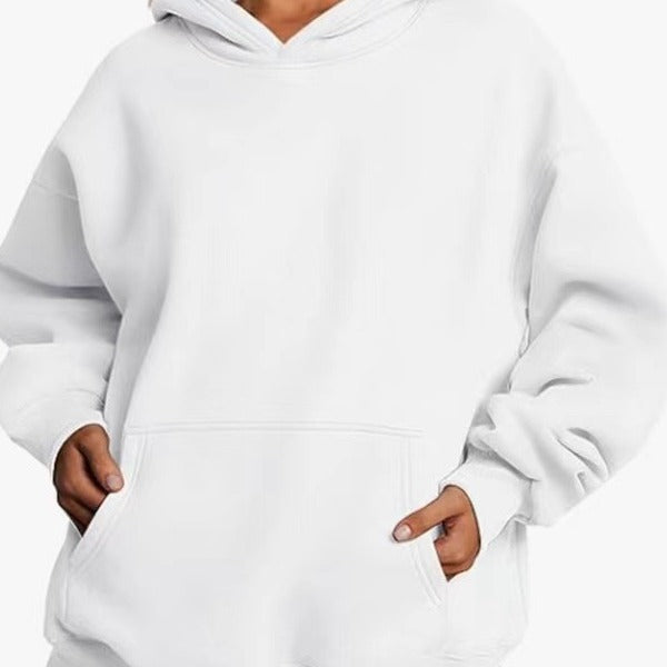 Damen nan extralanger Oversize-Kapuzenpullover im Boxy-Schnitt mit Kängurutasche und geripptem Abschluss Shop Nory