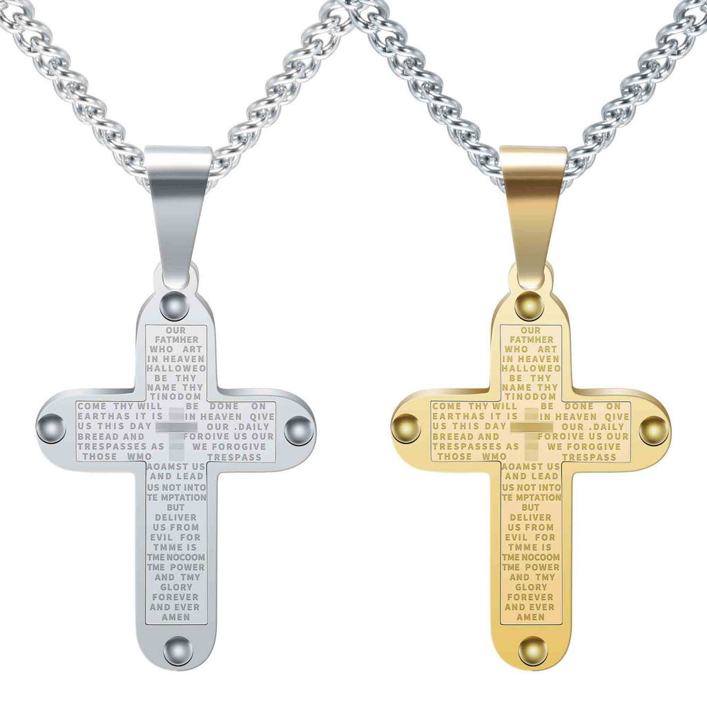 Herren Kette mit graviertem Kreuzanhänger aus hochwertigem Edelstahl Shop Nory