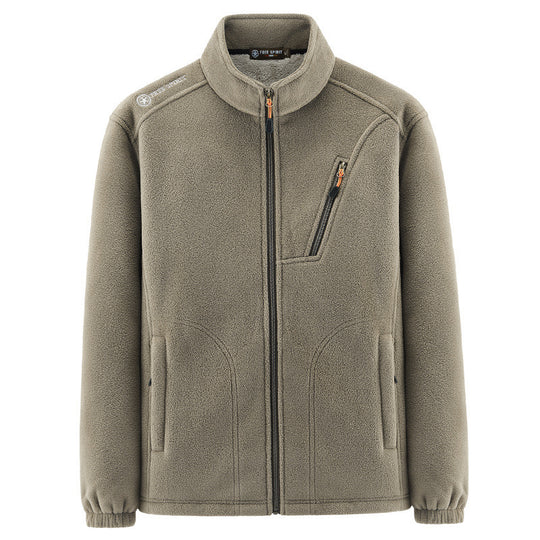 Herren Warme Microfleece-Outdoorjacke mit Brustreißverschluss, Seitentaschen und Stehkragen Shop Nory