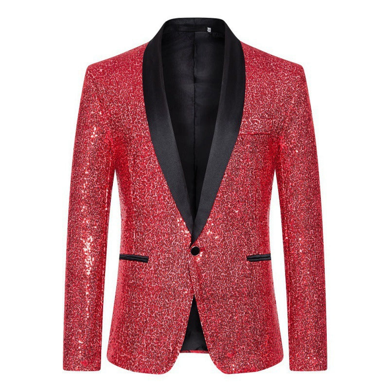 ShopNory Herren Pailletten-Blazer mit Schalkragen