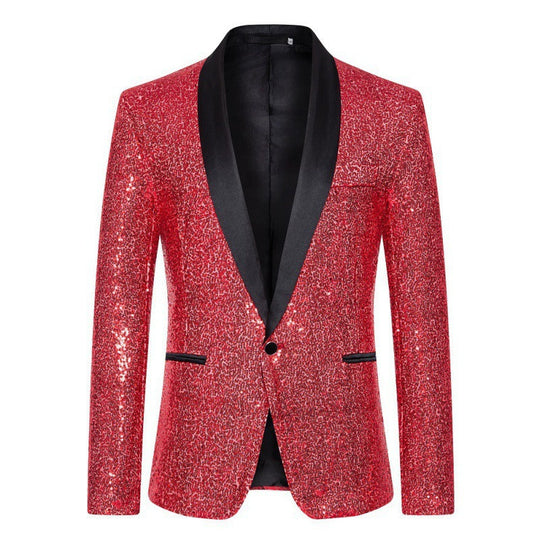 ShopNory Herren Pailletten-Blazer mit Schalkragen
