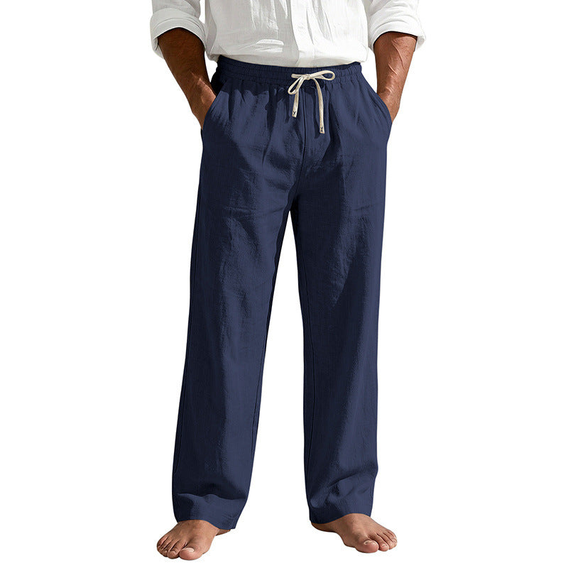 Herren Leinenoptik Relaxhose mit elastischem Bund, Tunnelzug und Seitentaschen Shop Nory