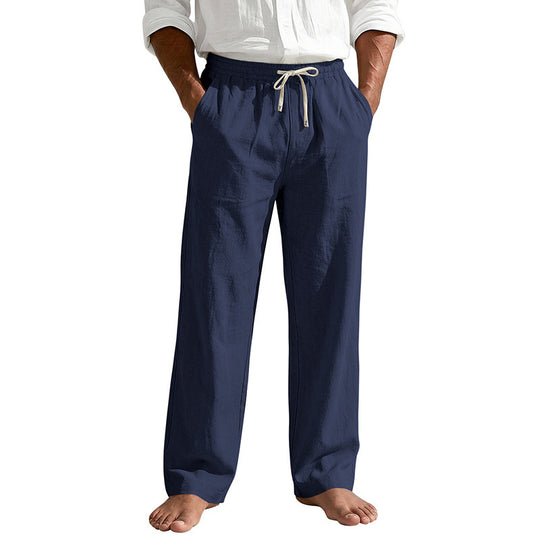 Herren Leinenoptik Relaxhose mit elastischem Bund, Tunnelzug und Seitentaschen Shop Nory