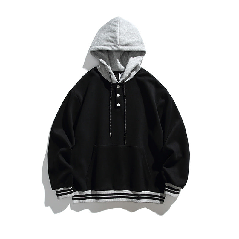 Unisex Oversize-Hoodie mit Kontrastkapuze, Knopfleiste und Kängurutasche Shop Nory