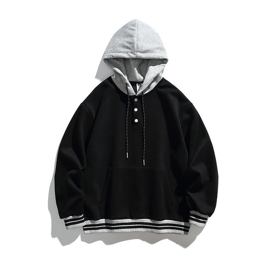 Unisex Oversize-Hoodie mit Kontrastkapuze, Knopfleiste und Kängurutasche Shop Nory