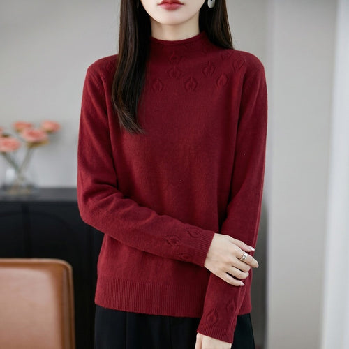 Damen Kurzrollkragenpullover aus Feinstrick mit Ajour‑Yoke und geripptem Saum Shop Nory