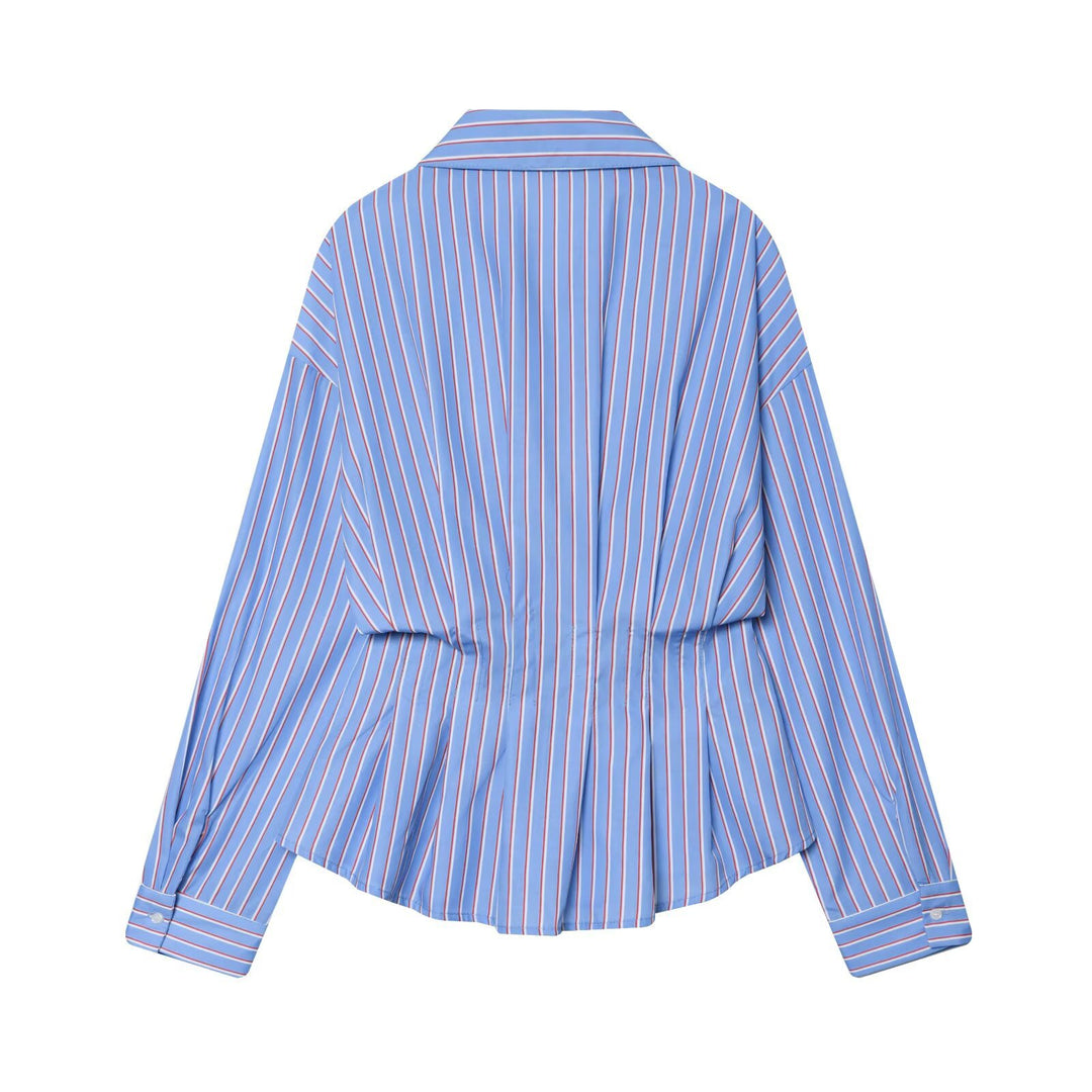 Damen Oversize-Hemd mit Taillen-Zugbund und feinem Streifenmuster Shop Nory