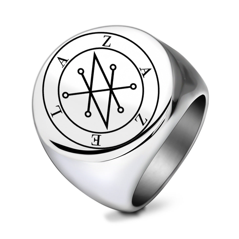 Herren Siegelring mit kunstvollem, geometrischem Design und einzigartigem Symbol Shop Nory