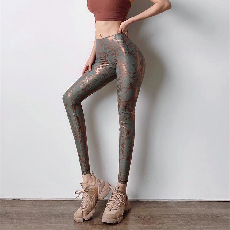 Damen Sportleggings im Schlangenprint mit hohem Bund