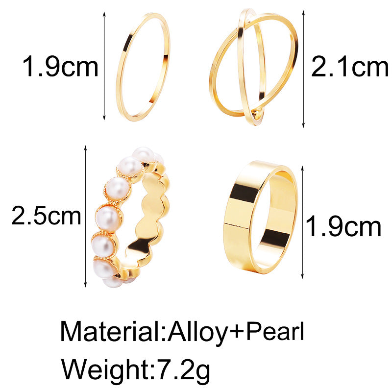 Damen Ring-Set mit eleganten Perlen- und minimalistischen Designs Shop Nory