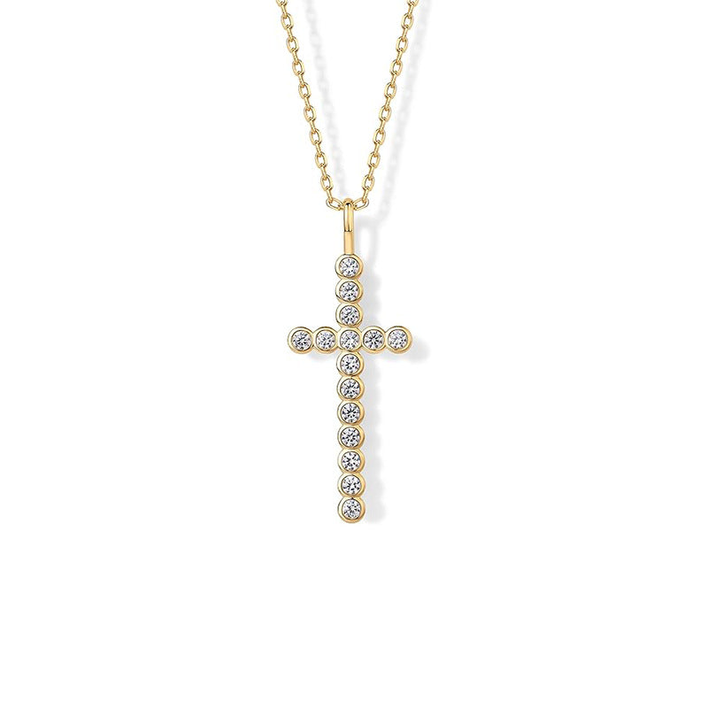 Damen Halskette mit funkelndem Kreuzanhänger aus hochwertigem Edelstahl Shop Nory