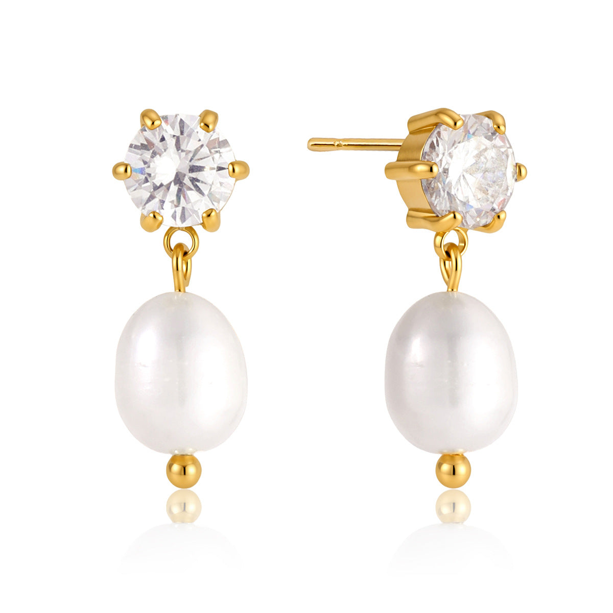 Damen Ohrhänger mit funkelnden Zirkonia und elegantem Perlenanhänger Shop Nory