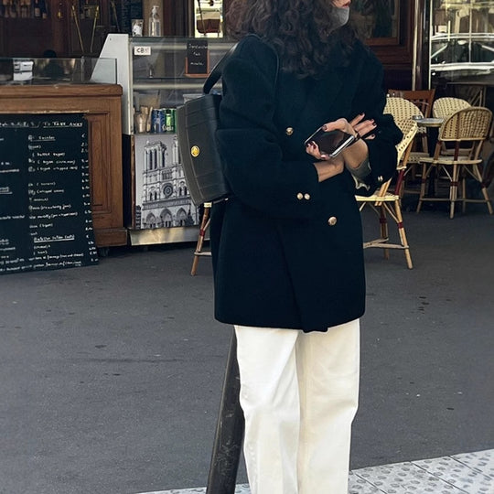 Damen Modischer Oversized-Blazer mit goldenen Knöpfen Shop Nory