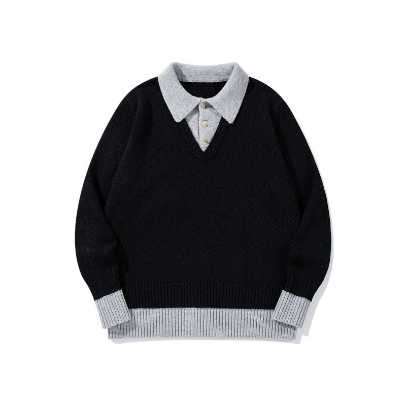 Herren Oversized Feinstrick-Polo mit kontrastbesetztem Hemdkragen und Rippenbündchen Shop Nory