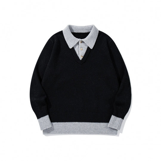Herren Oversized Feinstrick-Polo mit kontrastbesetztem Hemdkragen und Rippenbündchen Shop Nory